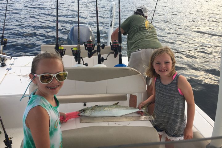 Two young girls on boat