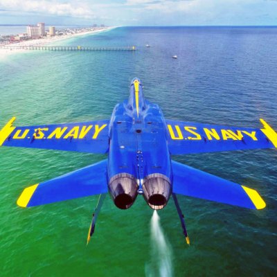 Blue Angel jet flying off the coast of Florida