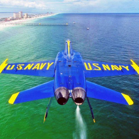 Blue Angel jet flying off the coast of Florida