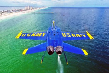 Blue Angel jet flying off the coast of Florida